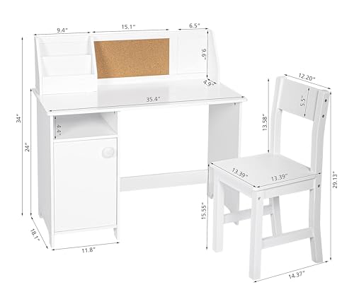 Ergonomic Study Desk and Chair Set for Kids 3-8 Years Old