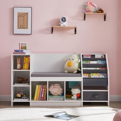 Montessori Kids' Reading Corner: Bookshelf, Toy Organizer, Bench, Blackboard