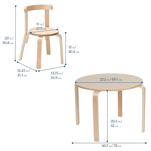 5-Piece Natural Bentwood Kids' Table and Chair Set