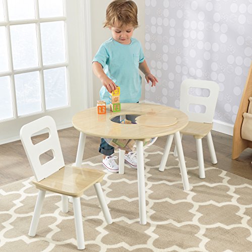 KidKraft Natural & White Round Table & Chair Set with Storage